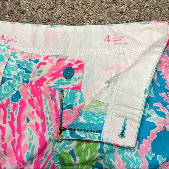 Lilly Pulitzer The Callahan Short‎ Womens 4 Pink Blue Coral Print Casual Preppy - Picture 3 of 9